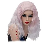 RTGFS Parrucca arcobaleno colorato ondulato corto da 14 pollici Capelli sintetici Costume di Halloween Cosplay anime Ombre arancione Parrucche da festa per donna rosa bianco ombre