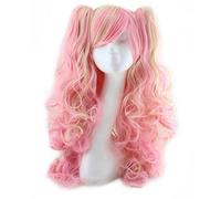 RTGFS parrucca cosplay colorata Roromiya Karuta colorata con doppio artiglio coda di cavallo capelli sintetici parrucche da festa in costume di Halloween per le donne giallo rosa