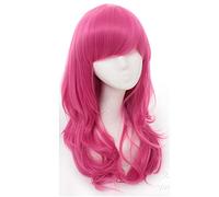 RTGFS parrucca cosplay ondulata lunga di alta qualità da 70 cm con frangia sintetica resistente al calore capelli sintetici nero rosa argento blu verde donna parrucche rosa rossa