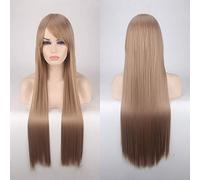 RTGFS Parrucca lunga diritta a buon mercato da 80 cm Parrucche per capelli biondi neri neri viola blu rossi viola per le donne Resistente al calore Sintetico Anime Cosplay 22