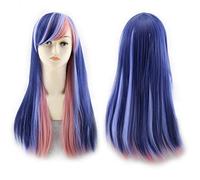 RTGFS parrucca lunga diritta nero rosso Ombre con frangia sintetica Harajuku Lolita capelli anime parrucche cosplay per le donne spedizione gratuita blu rosa