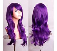 RTGFS Parrucca ondulata lunga a buon mercato da 70 cm Capelli sintetici Bianco Nero Rosso Viola Verde Blu Bionda Parrucche Cosplay per la festa in costume di Halloween 03