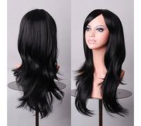 RTGFS Parrucca ondulata lunga a buon mercato da 70 cm Capelli sintetici Bianco Nero Rosso Viola Verde Blu Bionda Parrucche Cosplay per la festa in costume di Halloween 05
