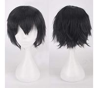 RTGFS Parrucca sintetica per capelli sintetici corti per uomo Parrucca Cosplay Nero Bianco Bionda Marrone Viola Rosa Blu Rosso Arancione Grigio Argento Parrucche anime nere