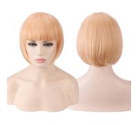 RTGFS Parrucche sintetiche economiche per capelli corti Bob con frangia Rosso Blu Giallo Rosa Viola Bionda Parrucca cosplay anime naturale Anime Costume arancione chiaro