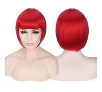 RTGFS Parrucche sintetiche economiche per capelli corti Bob con frangia Rosso Blu Giallo Rosa Viola Bionda Parrucca cosplay anime naturale Costume anime rosso