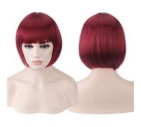 RTGFS Parrucche sintetiche economiche per capelli corti Bob Parrucche con frangia Rosso Blu Giallo Rosa Viola Bionda Parrucca cosplay anime naturale Anime Costume ramato
