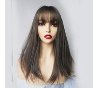 RTGFS Tony Of Beverly Long Synthetic Wigs With Bangs Natural Straight Wigs Omber Green Ash For Women Cosplay Wigs Heat Resistant Fiber