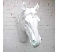RTGGSEL Decorazione da parete a forma di testa di animale tassidermia in resina sintetica, decorazione da parete (30 x 8,9 x 14 cm) (cavallo bianco)