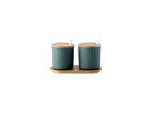 RTHGTFGZ Spezie 3 Pezzi/Set di casa Creativo Ceramica condimento Vaso con Coperchio Piccolo Cucchiaio condimento Scatola Salt Shaker Forniture Cucina Forniture Set di Storage Set (Color : 4)