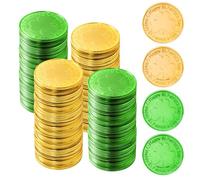 Rthjsfj 100 monete per il giorno di San Patrizio, monete fortunate verdi e dorate, in plastica, per bomboniere, decorazioni (oro e verde)