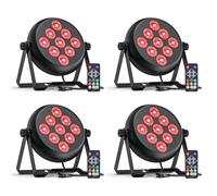 Rtktoup 4PCS Par LED RGBW Luci del Palcoscenico, 9 LED Luci Discoteca DMX-5/8CH con Telecomando e 4 Modalità di Controllo, Faretti Par per DJ Discoteca Bar Feste Matrimoni Natale Haloween