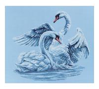RTO RTM210 - Schema Punto Croce contato, Motivo Coppia di cigni, 35 x 40 cm