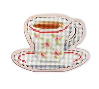 RTO Tasse Tee Kit Punto Croce su Piastra di Legno, Cotone, Multicolore, 10.1x7.4 cm