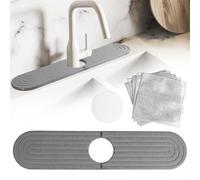 RtottiM Paraspruzzi per Lavello da Cucina 45 x 10 cm Grigio Tappetino per Rubinetto Tappetino Drenante per Fango Diatomea Tappetino Lavandino Cucina Cuscinetto di Asciugatura Multifunzionale