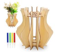 RtottiM Set di vasi in legno fai-da-te - Con 4 matite acquerello e supporto - Adatto per rose, ciliegie, girasoli, tulipani, ecc. Creativa composizione floreale Arte floreale