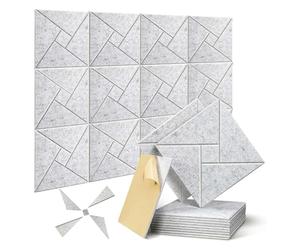 Rtppyakk Acustici Autoadesivi In Confezione da 12, Schiuma Acustica Fonoassorbente 12 X 12 X 0,4 Pollici, per Home Studio Ufficio (Grigio) Facile Installazione Facile da Usare