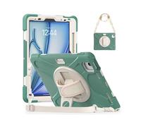 RTQAZWSXE YSJX Anti Drop Shell Pen Slot Shoulder Strap Protective Cover Suitable for iPad Air 13 inch 2024-2025 Universal(Emerald Green (wristband+strap))