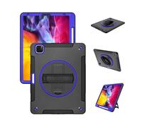 RTQAZWSXE YSJX Anti-fall Silicone Shell, Strap and Shoulder Protective Cover Suitable for iPad Air 11 inch-2024/2025(Black+Blue (bracelet))