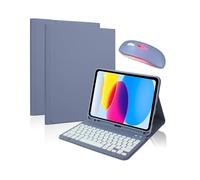 RTQAZWSXE YSJX Backlit Keyboard And Mouse Kit Pen Slot Leather Case Suitable for Samsung Galaxy Tab A11+/A9 Plus 11 inch SM-X210/X216(Lavender Gray+Keyboard+Mouse)