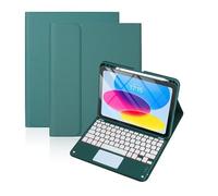 RTQAZWSXE YSJX Leather Case Magnetic Pen Slot, Seven-Color Backlit Touch Keyboard Compatible with iPad 10th/11th Gen (10.9/11 inch 2022-2025) A16(Dark Green+Keyboard)