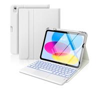 RTQAZWSXE YSJX Leather Case Magnetic Pen Slot, Seven-Color Backlit Touch Keyboard Compatible with iPad 10th/11th Gen (10.9/11 inch 2022-2025) A16(Grey+Keyboard)
