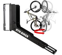 RTR BIKES Kranked Twist Gancio Bici Muro Girevole - Supporto Parete Verticale Ruotabile 180° - Per E-Bike e MTB fino a 30kg - Ruote 24-29" e Gomme 3,5" - Made in EU