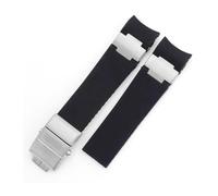 RTRCAGAKKM Adatto for Ulysse Adatto for Nardin Cinturino in gomma siliconica 263 Adatto for DIVER Cinturino con estremità curva 22mm Cinturino impermeabile for orologi(Black-silver)