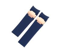 RTRCAGAKKM Adatto for Ulysse Adatto for Nardin Cinturino in gomma siliconica 263 Adatto for DIVER Cinturino con estremità curva 22mm Cinturino impermeabile for orologi(Blue-rosegold-01)