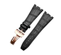 RTRCAGAKKM Cinturino in pelle for orologio adatto for AP adatto for Audemars 15400 15703 adatto for Royal adatto for Oak Offshore Series maschio 26 mm nero marrone cinturini for orologi(Black-rosegold