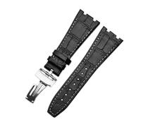RTRCAGAKKM Cinturino in pelle for orologio adatto for AP adatto for Audemars 15400 15703 adatto for Royal adatto for Oak Offshore Series maschio 26 mm nero marrone cinturini for orologi(Black white-si