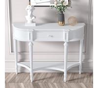 RTREADE Tavolo Console Moderno, Design geometrico per ingresso, Tavolino da Divano Moderno per Salotto, Corridoio e Ingresso, Struttura Metallica Stabile e Facile da Montare(White,90cm/35.5in)