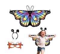 RTRTGS 3 pezzi Costume da Farfalla per Bambina, Maschera, Cerchietto, Mantello e Ali, Fata con Tutu Gonna, Tatuaggi, Notte delle Streghe, Carnevale, Feste di Interpretazione, Costume Carnevale