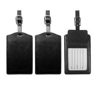 RTRTGS 3 Pezzi Etichette Targhette per Bagagli Valigia, Tag Valigia Identificativa con Fibbia Regolabile in Pelle PU per Borsa da Viaggio Prevenire la Perdita (Nero)