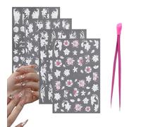 RTRTGS 4 Fogli 3D Fiori Adesivi Unghie, Adesivi per Nail Art, Unghie Autoadesivi, 5D Decorazioni Unghie, Disegni per Nail Art,adesivi per unghie,decorazioni unghie nail art