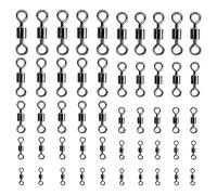 RTRTGS 50 pezzi moschettone turbinio pesca trota,mulinello da pesca anelli solidi mulinello pesca,mulinello accessori pesca girellada,Pesca per la Pesca in Mare e Fiume(10 misure,5 ciascuno)