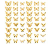 RTRTGS Adesivo Farfalla 3D Oro, 48 Pezzi Farfalla Adesivi Murali 4 Stili e 3 Dimensioni, Farfalle Decorative per Casa Aula Feste Camera Da Letto Matrimonio Palloncini Torta
