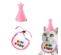 RTRTGS Pet Cat Dog Happy Birthday Bandana Sciarpe e Cappello da Festa,Mini Doggy Cat Decorazione Festa di Compleanno Pet Compleanno Outfit Pet Costumi Accessori Copricapo Rosa(Lunghezza regolabile)