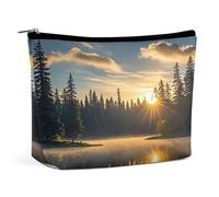 RTSEBVN Borse di trucco sveglio borsa da toilette grande capacità alba sul lago stampa borse cosmetiche per le donne, stile, taglia unica, borse trucco