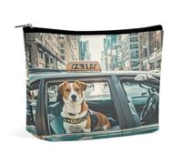 RTSEBVN Borse di trucco sveglio toilette borsa grande capacità un cane taxi stampa borse cosmetiche per le donne, stile, taglia unica, borse trucco