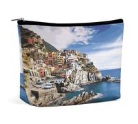 RTSEBVN Borse per il trucco carino borsa da toilette grande capacità Cinque Terre paesaggio stampa borse cosmetiche per le donne, stile, taglia unica, borse trucco