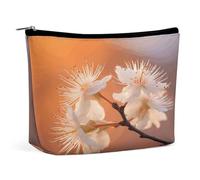 RTSEBVN Borse per il trucco carino borsa da toilette grande capacità fiori sotto stampa luce arancione borse cosmetiche per le donne, stile, taglia unica, borse trucco