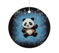 RTSEBVN Cerchio di Natale Personalizzato Animale Danza su Note Musicali Stampa Ornamento di Natale Artigianato Ceramica Decorazioni Da Appendere Per La Decorazione di Vacanza, Taglia