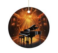 RTSEBVN Cerchio di Natale Personalizzato Teatro Musicale Stampa Ornamento di Natale Artigianato Ceramica Decorazioni Appese Per La Decorazione di Vacanza, Taglia Un