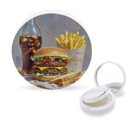 RTSEBVN Cuscino d'aria per spugne, custodia portatile per appassionati di fast food stampati, cuscino d'aria, ricaricabile, contenitore per cipria per il corpo per fondotinta liquido fatto in casa, BB