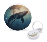 RTSEBVN Cuscino d'aria per spugnette per il trucco, portatile, con stampa di balene sopra l'acqua di mare, ricaricabile, per fondotinta liquido fatto in casa, BB Cream, stile, taglia unica, aria