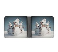 RTSEBVN Porta carte di credito sottile in pelle personalizzata Bulldog francese fermasoldi regali portafoglio per uomo donna, Pupazzo di neve felice., Taglia unica, Moderno