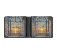 RTSEBVN Porta carte di credito sottile in pelle personalizzato Carol Money Clip Regali Portafoglio per uomo donna, Quando il sole va, Taglia unica, Moderno