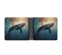 RTSEBVN Porta carte di credito sottile personalizzato in pelle sportiva a tema fermasoldi regali portafoglio per uomo donna, Balena sopra l'acqua del mare, Taglia unica, Moderno