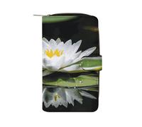 RTSEBVN Portafoglio in pelle multifunzione portafoglio lungo moda bianco ninfea stampa borsa in pelle con per donne e uomini, stile, 19.7x11x3.5cm, portafoglio in pelle